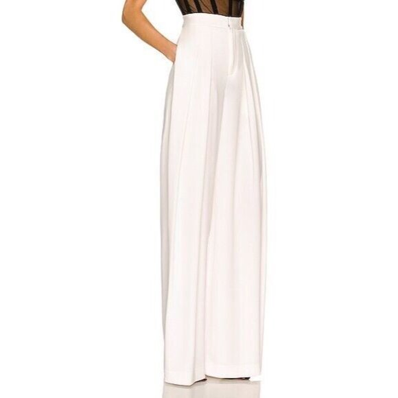 MONOT Wide Leg Pants White Flowy - Picture 3 of 5